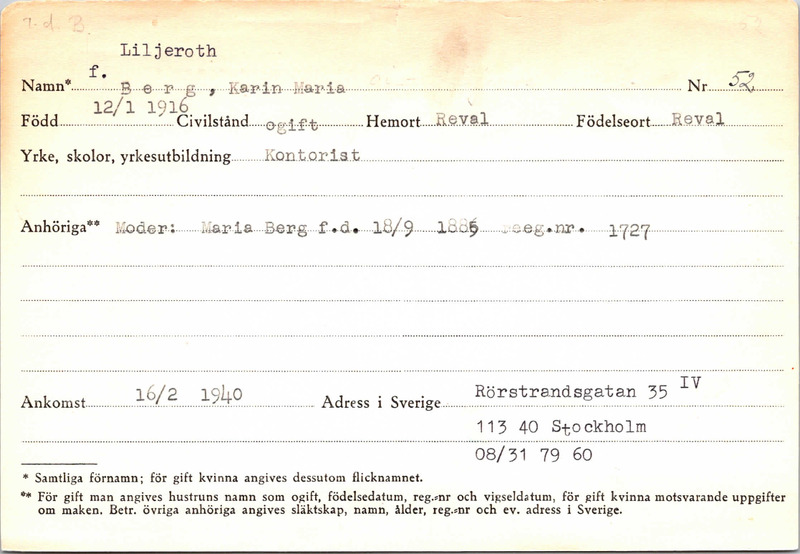 Karin Maria  Berg g. Liljeroth